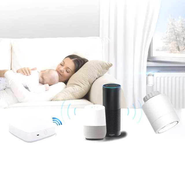 BRAINZAP Tuya Smart Home Heizkörper Thermostat / Steuerung Heizung Set 1x Thermostat + 1x Gateway App Google Alexa