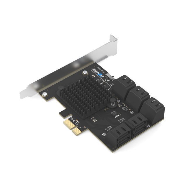 BRAINZAP 10 Port PCIe x1 zu SATA III / SATA 3 6 GBIT/s Erweiterungskarte Karte PCI-Express PCI-E ASMedia ASM1061 JMicron JMB575 
