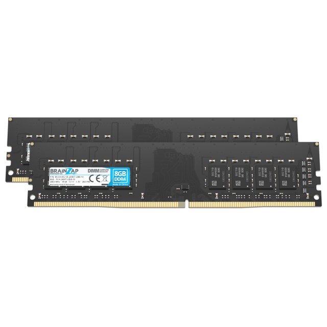 BRAINZAP 16GB DDR4 RAM DIMM PC4-2400T-UBB-10 1Rx8 2400 MHz 1.2V CL17 Computer PC Arbeitsspeicher Unbuffered Non-ECC (2x 8GB)