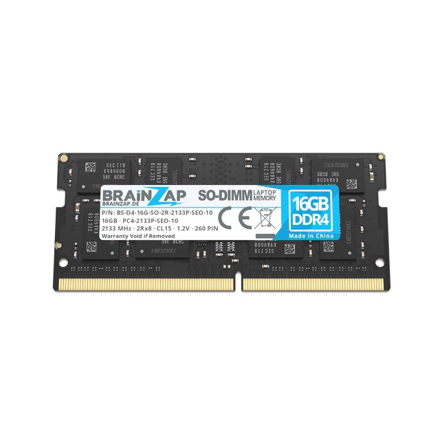 BRAINZAP 16GB DDR4 RAM SO-DIMM PC4-2133P-SEO-10 2Rx8 2133 MHz 1.2V CL15 Notebook Laptop Arbeitsspeicher Unbuffered Non-ECC