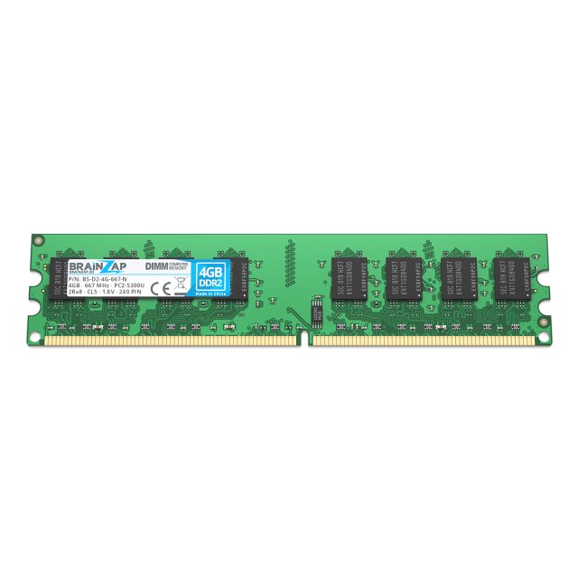 BRAINZAP 4GB DDR2 RAM DIMM PC2-5300U 2Rx8 667 MHz 1.8V CL5 Computer PC Arbeitsspeicher