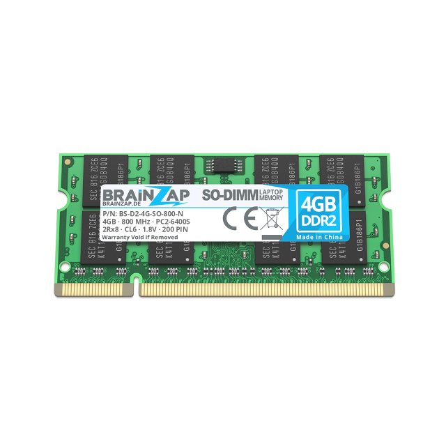 BRAINZAP 4GB DDR2 RAM SO-DIMM PC2-6400S 2Rx8 800 MHz 1.8V CL6 Notebook Laptop Arbeitsspeicher