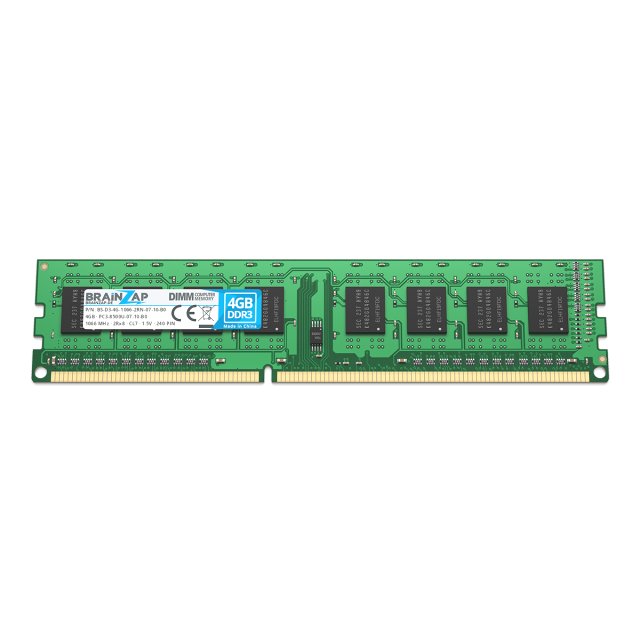 BRAINZAP 4GB DDR3 RAM DIMM PC3-8500U-07-10-B0 2Rx8 1066 MHz 1.5V CL7 Computer PC Arbeitsspeicher