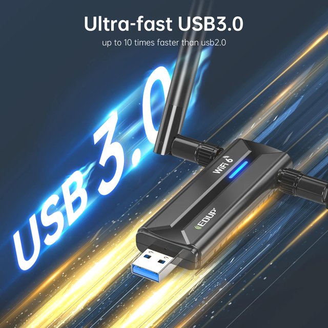 BRAINZAP 5400 Mbps USB 3.0 Tri-Band/Dual-Band WIFI 6 WLAN Stick Adapter AX5400 802.11ax 2,4/5,8G/6,0G 802.11ax/ac/a/b/g/n RTL8832CU