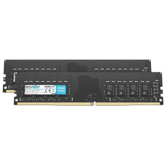 BRAINZAP 64GB DDR4 RAM DIMM PC4-3200AA-UB0-11 2Rx8 3200 MHz 1.2V CL22 Computer PC Arbeitsspeicher Unbuffered Non-ECC (2x 32GB)