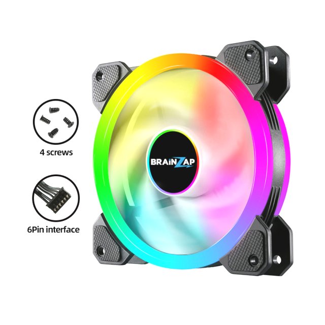 BRAINZAP 1x 120mm LED A-RGB Case Fan SET Gehäuse Lüfter Aura Asus Asrock MSI Gigabyte Music-Sync Coolmoon