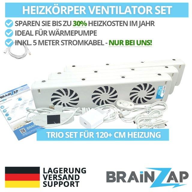 Heizkörper Ventilator - Radiator Fan Heizung Lüfter Verstärker Booster Duo-Set für 120+ cm Heizung